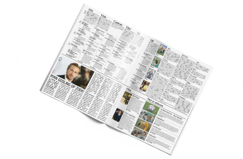 Voorbeeld tv-gids voor krant